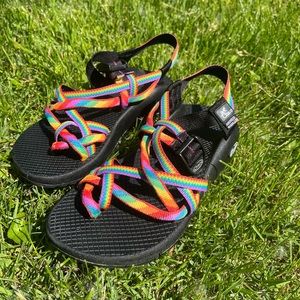 Rainbow, double-strapped, women’s size 7 Chacos